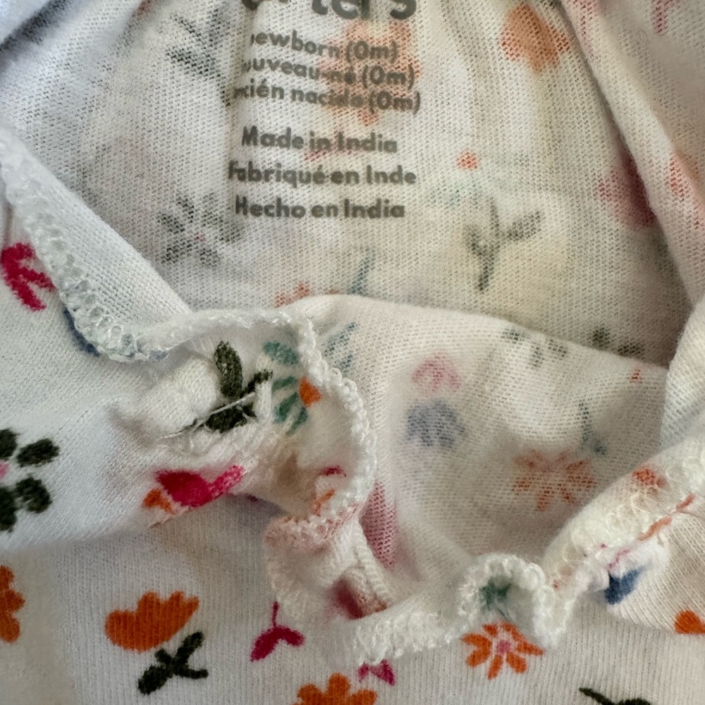 Carter's White Baby Bubble Romper Jumper with Cute Multicolor Floral Print - Picture 3 of 4
